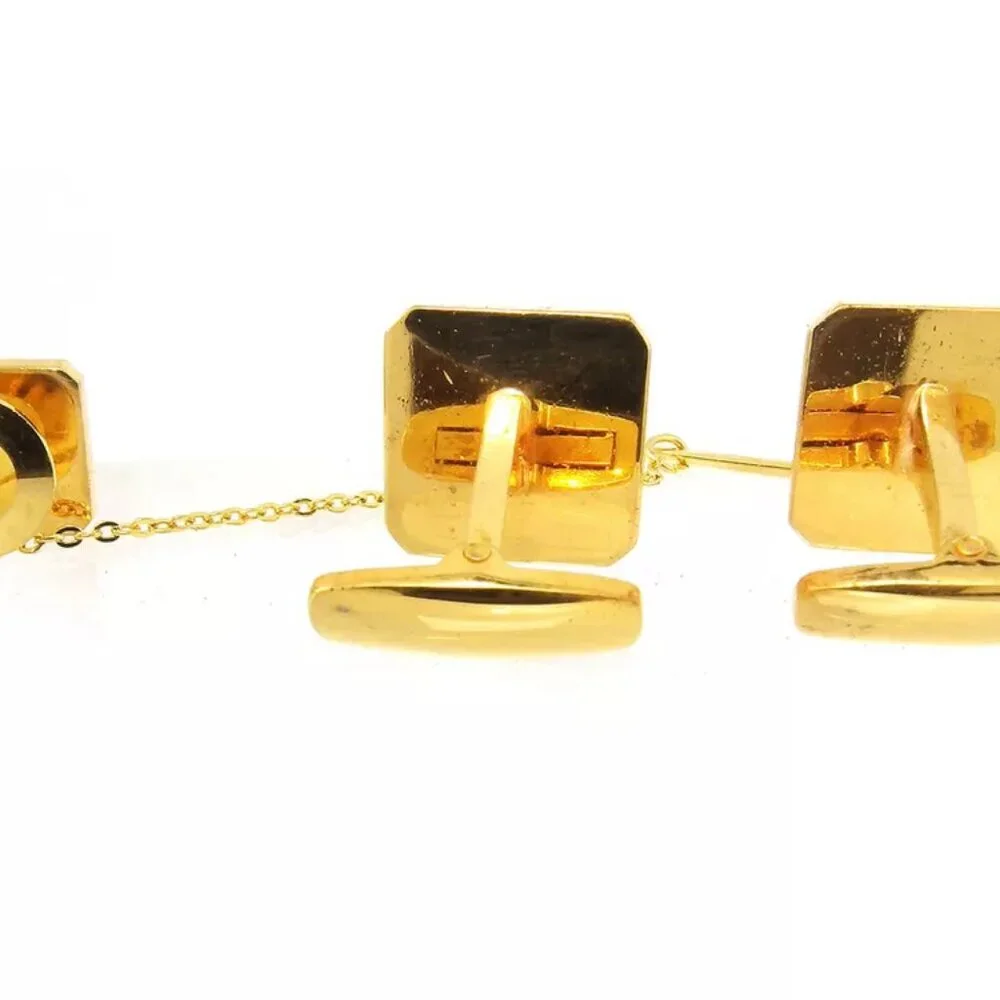 YVES SAINT LAURENT cuffs logo Gold hardware Authentic used T17502